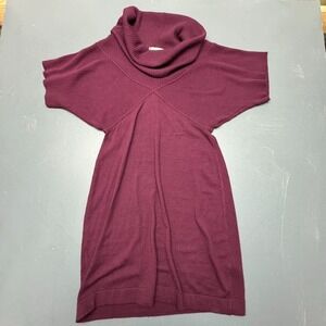 Sandra Darren Sweater Dress Women's XL Burgundy Cowl Neck Knit Short Sleeve